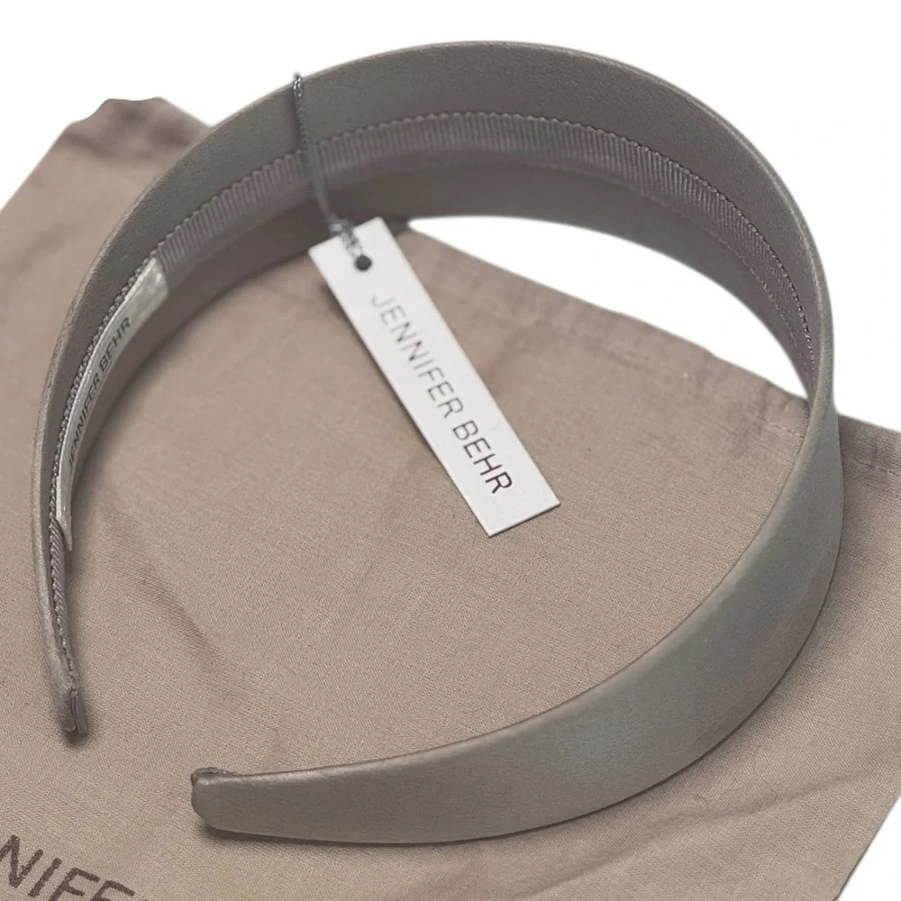 Jennifer Behr Layla Luxurious Satin Headband in a Neutral Oyster Color- O/S